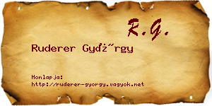 Ruderer György névjegykártya